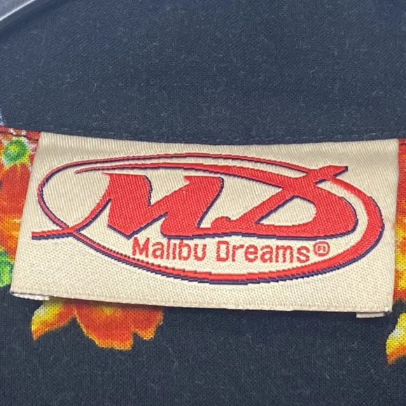 Malibu Dreams Mens Hawaiian Multicolor Novelty Button Down Cocktail Shirt Size L - Picture 4 of 9